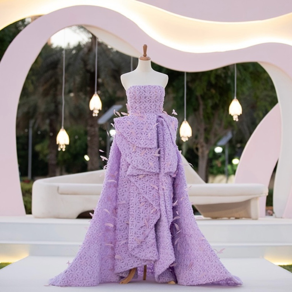 Custom Sophie Couture High Low Purple Ball Gown with Train